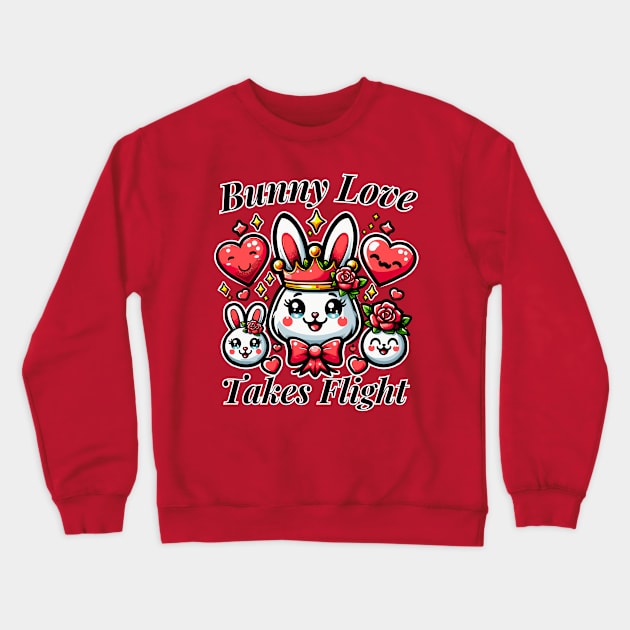 Bunny Love Takes Flight Crewneck Sweatshirt by chems eddine